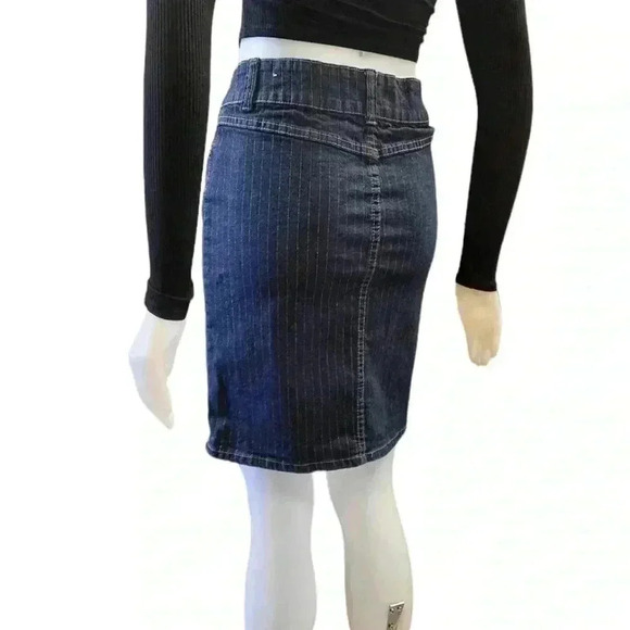 Bongo Vintage Pinstripe Denim Pencil Mini Skirt Size 5 - Picture 5 of 14